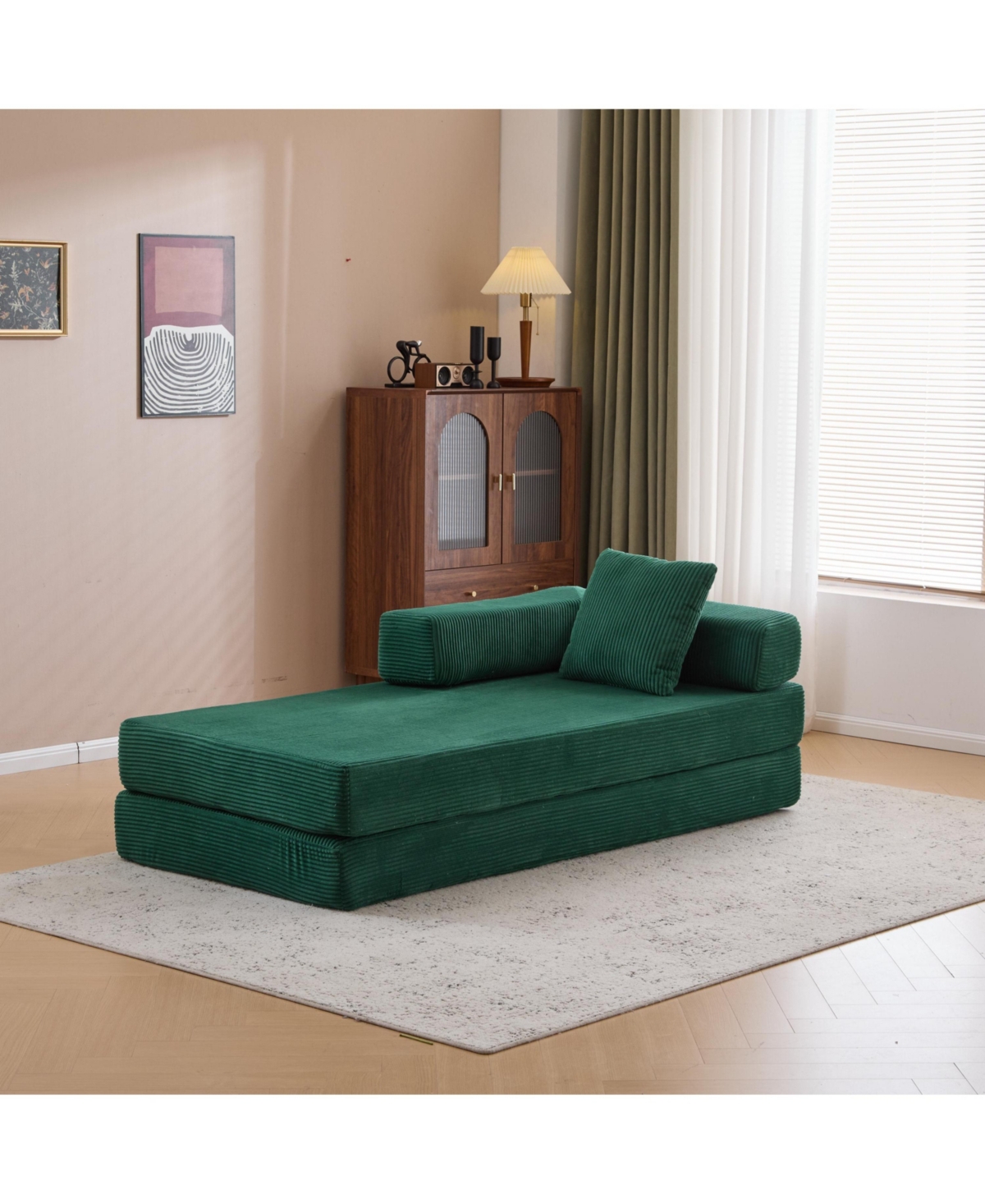 Streamdale Furniture Corduroy Floor Sofa Bed - Dark Green
