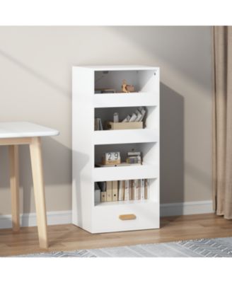 Streamdale 4-Tier Freestanding Bookshelf with 3 Sliding Drawers and 1 Bottom Drawer