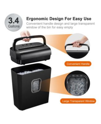 6-Sheet Micro-Cut Shredder, P-4 Security, Shreds Paper/Cards/Staples/Clips, 3.4Gal Bin, Home/Small Office