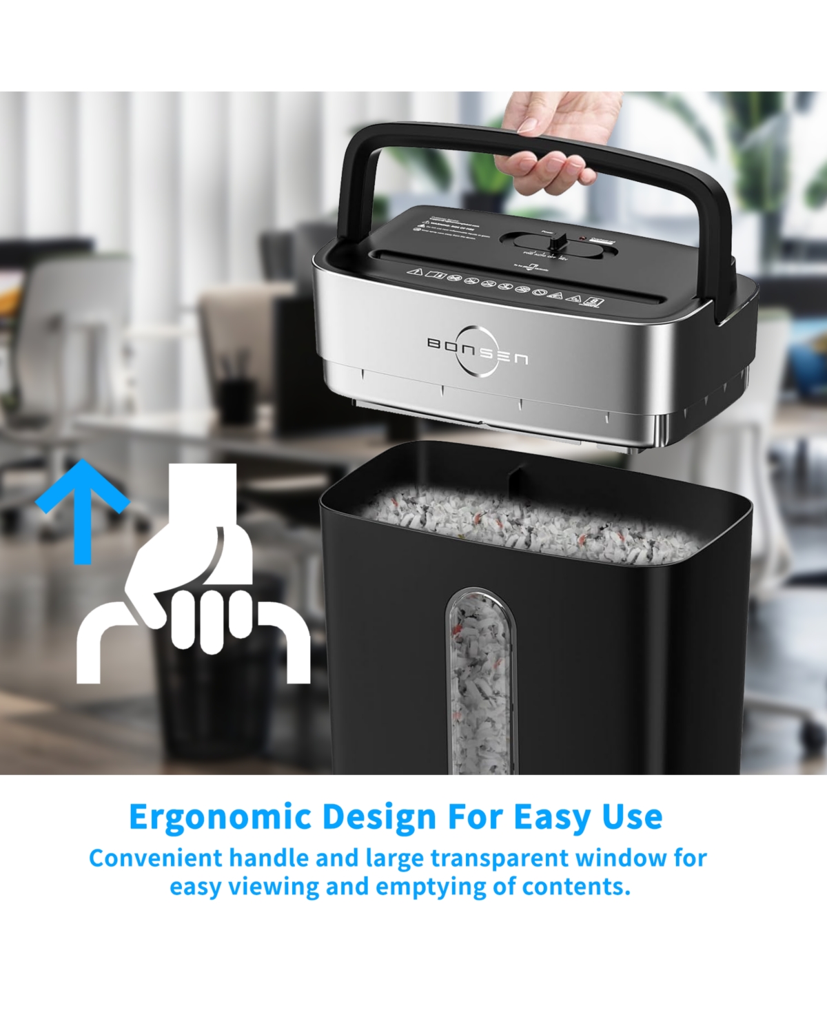 Bonsaii Bonsen 8-Sheet Crosscut Shredder, P-4 Security, Shreds Paper/Credit Cards, 4Gal Bin, Compact for Home Office Use