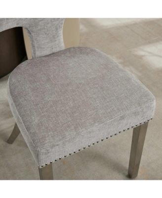 Set of 2 Mid Century Modern Chenille Dining Chairs