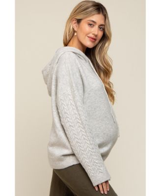 Maternity Mixed Knit Hooded Sweater