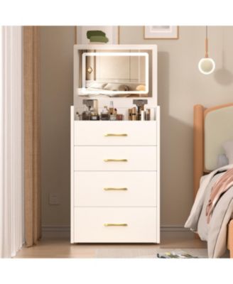 Streamdale 3-in-1 Vanity Desk with Mirror & Glass Top