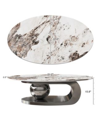 Faux Marble Oval Coffee Table