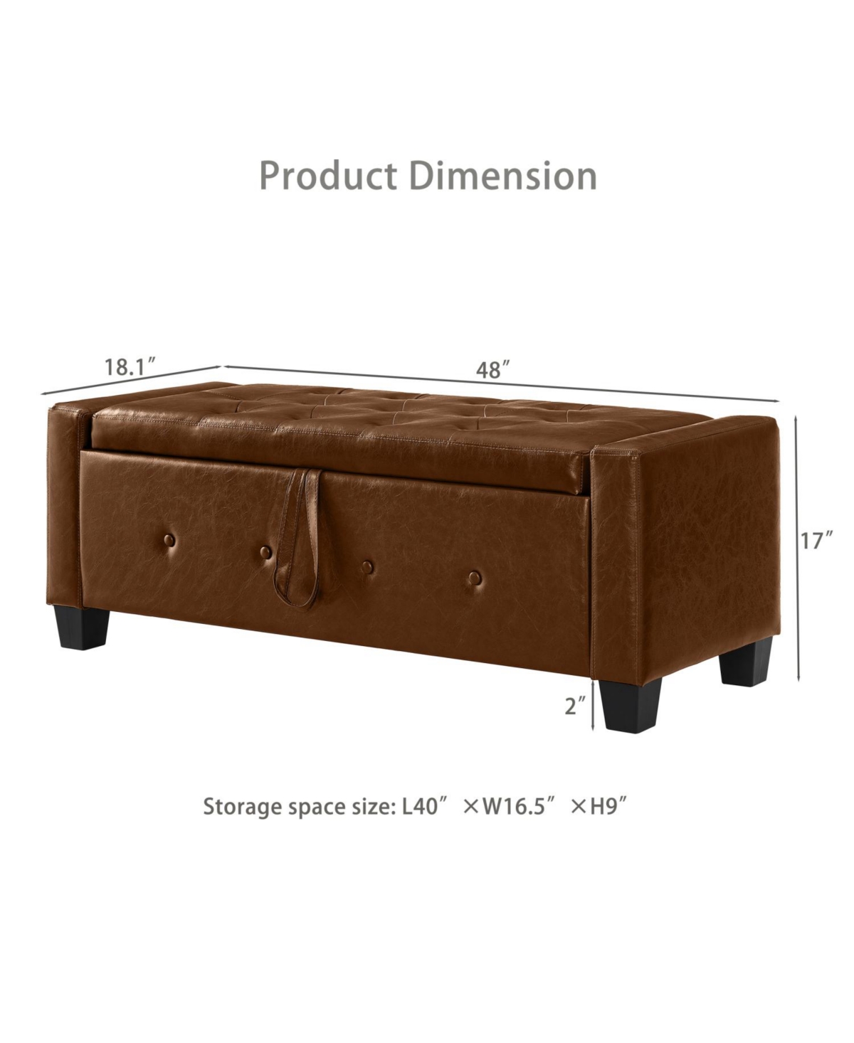 Streamdale Furniture Streamdale 48" Storage Ottoman Bench