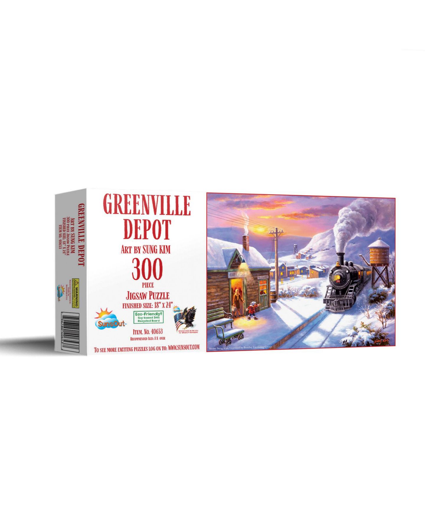 Детский пазл SunsOut Greenville Depot Train-Themed 300 Piece Jigsaw Puzzle, от 15 лет — фото 1