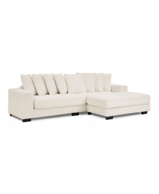 Corduroy Tufted Sleeper Sectional Sofa, L-Shaped Modular Convertible