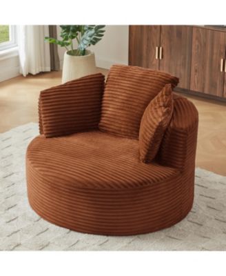 Streamdale Corduroy Round Chair - Cushioned Backrest - Modern Comfort