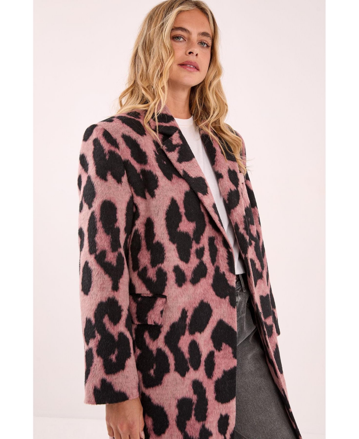 Nasty Gal Women's Leopard Wool Blend Tailored Coat
