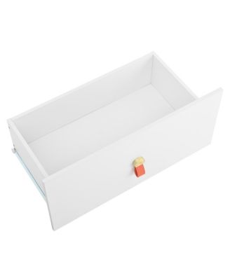 3-Drawer LED Nightstand, Glass Top, Faux Leather Handles