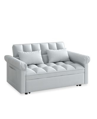Loveseats Sofa Bed with Pull-out Bed, Adjsutable Back-Light grey