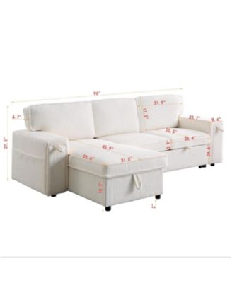 Upholstery Sleeper Sectional Sofa with Storage Space