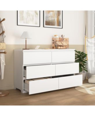 6 Drawer Storage Cabinet Wood Dresser Clothes Organizer White
