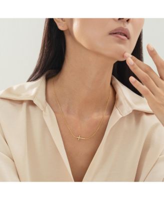 14k Gold Plated Elowen Horizontal Cross Necklace Holiday Gift Guide