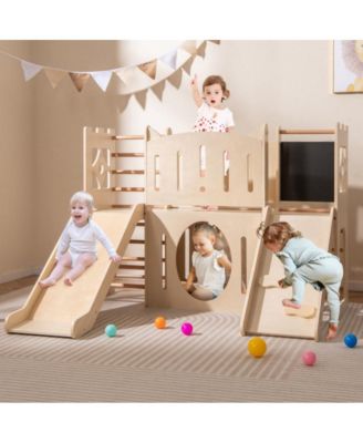 8 in 1 Toddler Wooden Indoor Playground with Climber