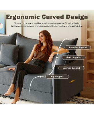 81.9'' Velvet Pull Out Sleeper Sofa Bed, 3-in-1 Convertible King Couch with Pillows, Modern Sofa for Living Room-Maison Boucle