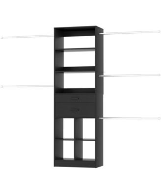 4-8 FT Walk-in Adjustable Closet Organizer System with 2 Drawers and 5 Rods, Fits 60-96'' Closets