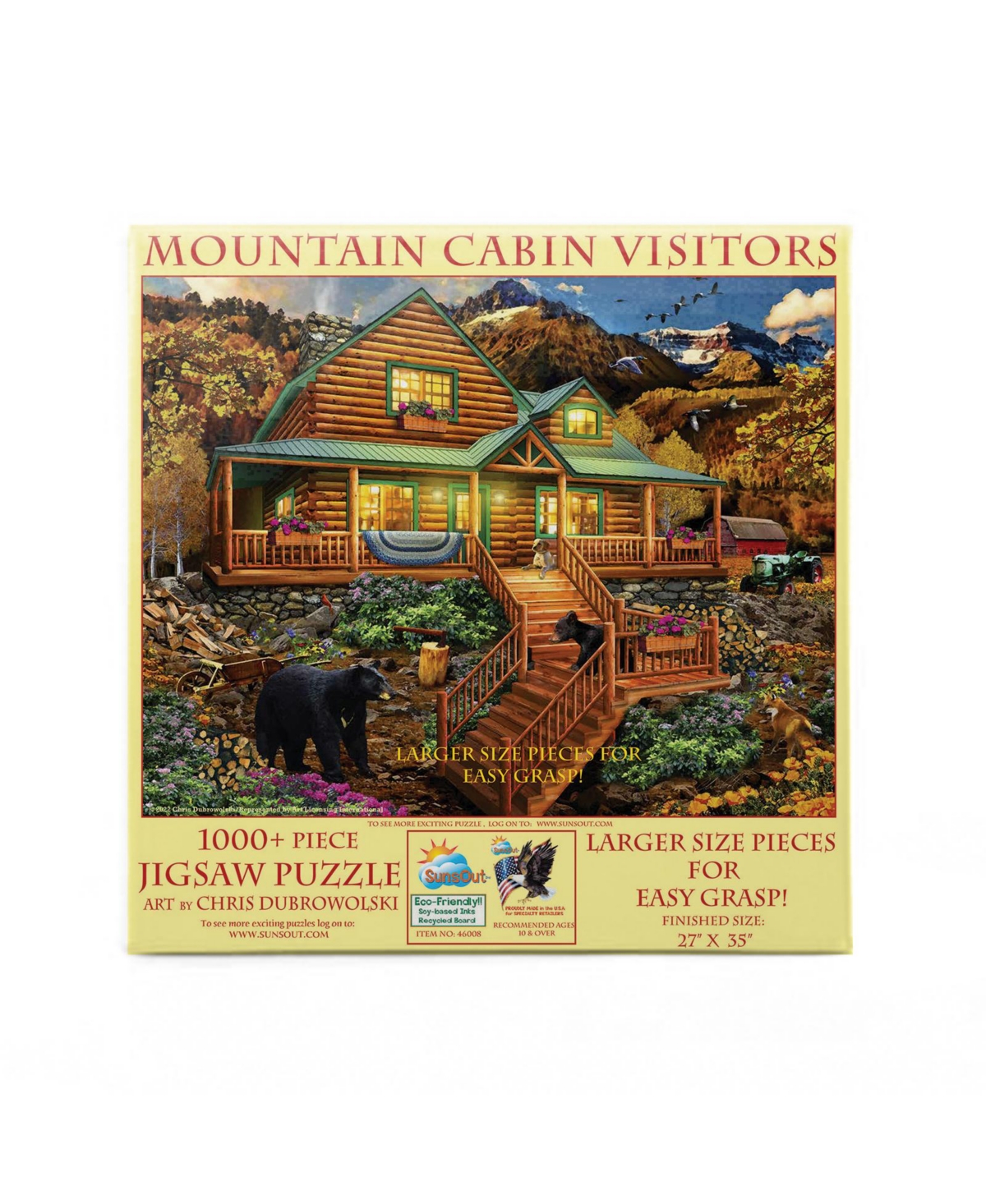 SunsOut Mountain Cabin Visitors 1000 piece Jigsaw Puzzle for Adults Large Pieces