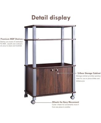 Multifunctional Rolling Kitchen Baker s Rack with 2-Tier Shelf and Cabinet