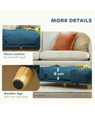 Dark Blue Pine Leg Elevated Cat Sofa with Cushion