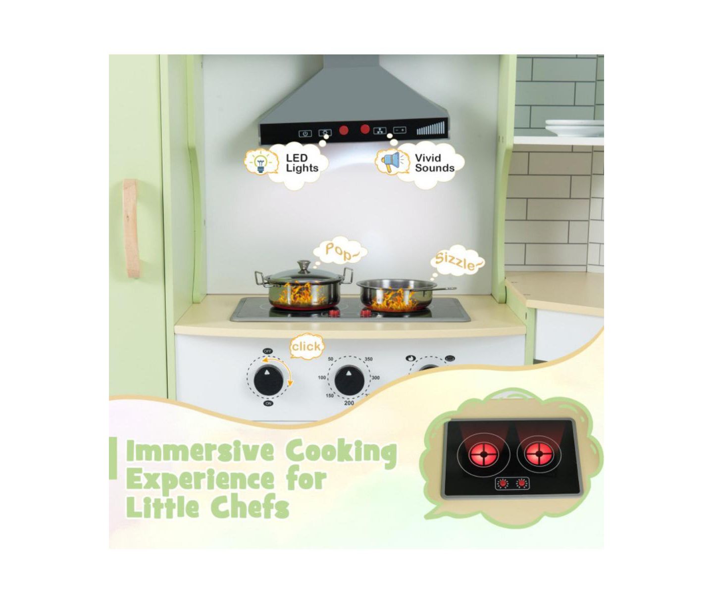 Детская игрушка HONGGE Corner Play Kitchen with Washer and Ice Maker, Ages 3+, цвет: Зелёный — фото 6