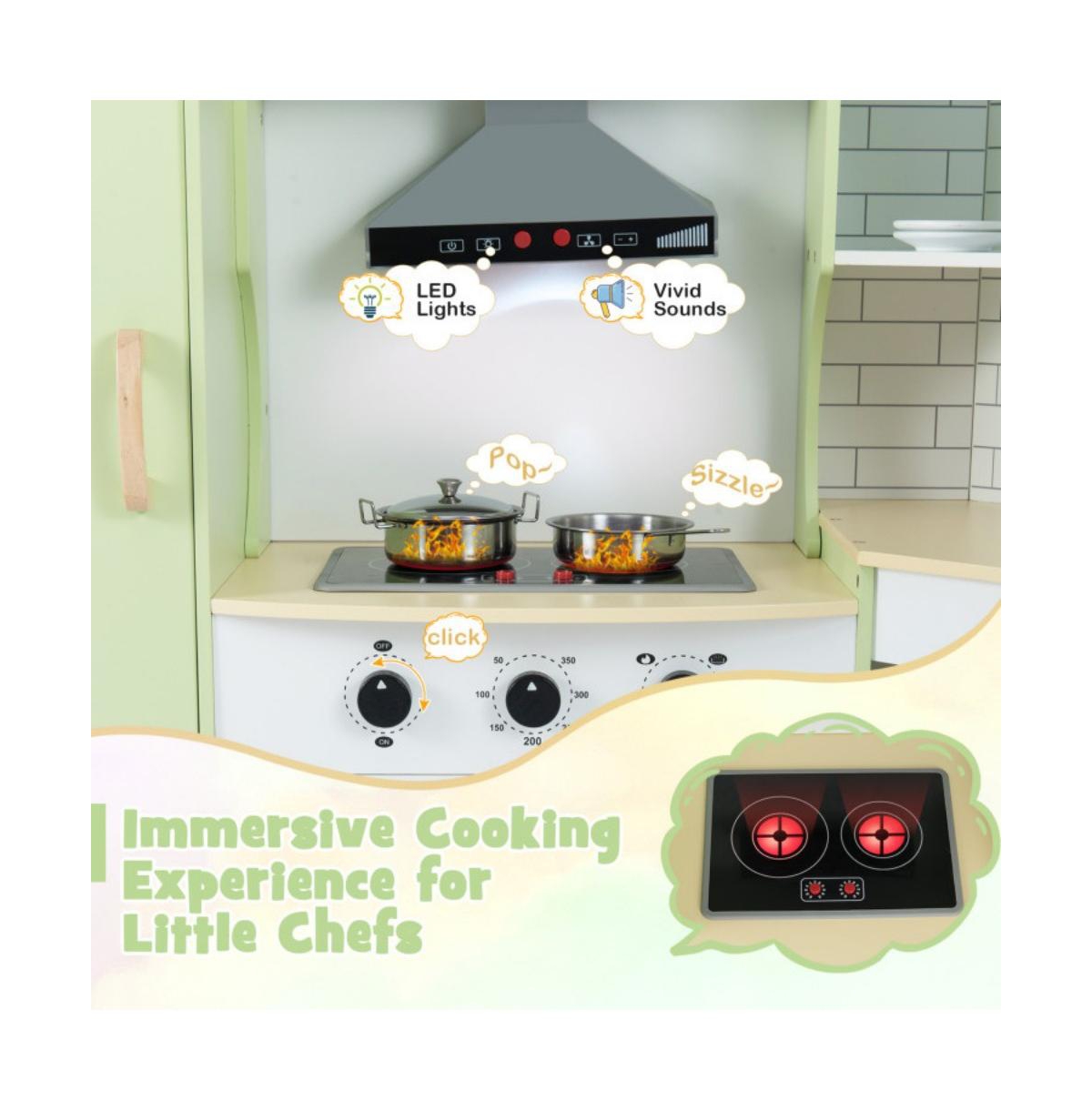 Hongge Corner Kids Play Kitchen with Washer and Ice Maker