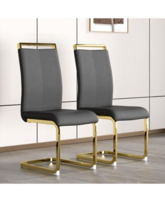 Modern Gray PU Leather Dining Chairs (Set of 4)