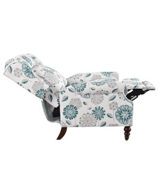 Streamdale Push Back Recliner Chair, Wing Back, Gourd Legs, White & Blue