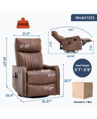 Brown Heat Massage Rocker Swivel Recliner