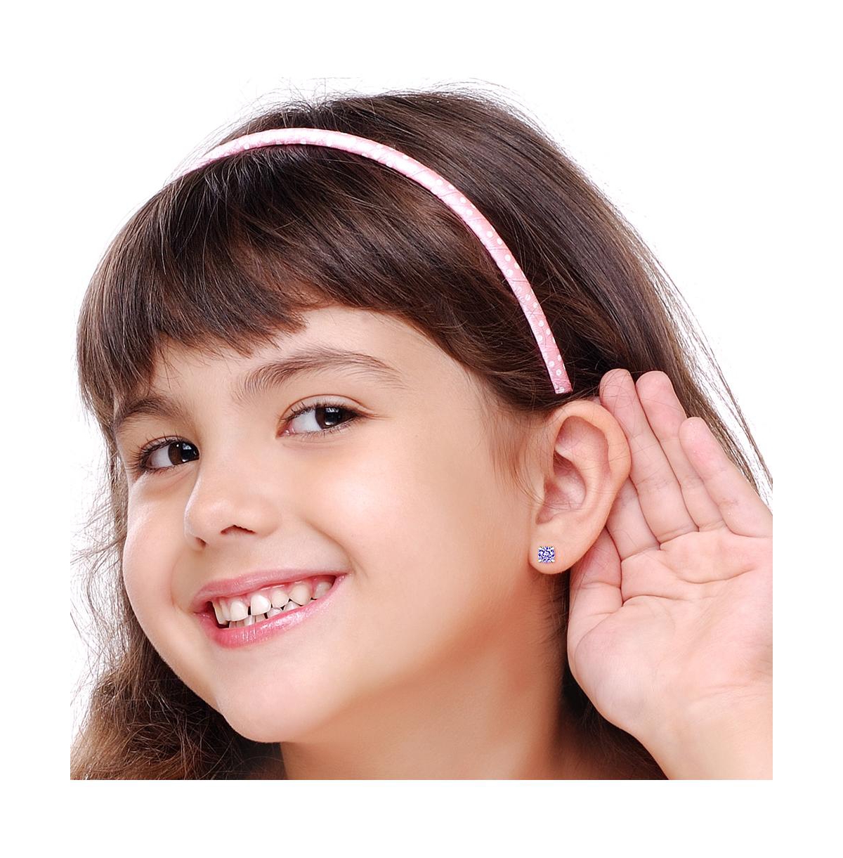 Chanteur Girls /Girl/February Crystal White Gold Palladium Plating Screwstud Earring