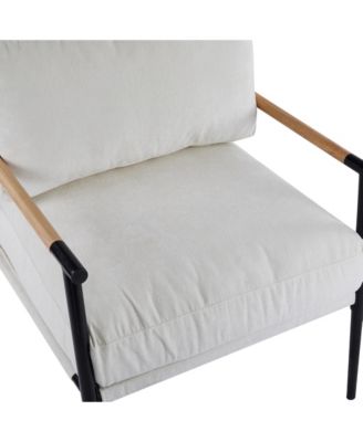 Streamdale Modern Plush   Chair Metal Frame, Wooden Armrests