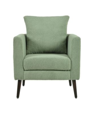 Teddy Fabric Barrel Chair with Solid Wood Legs (Green)