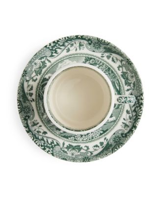 Heritage Green Italian Espresso Cups and Saucers, Set of 4
