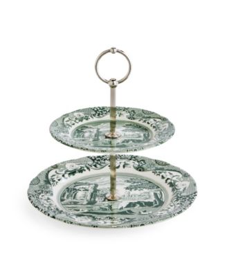 Heritage Green Italian 2-Tier Cake Stand