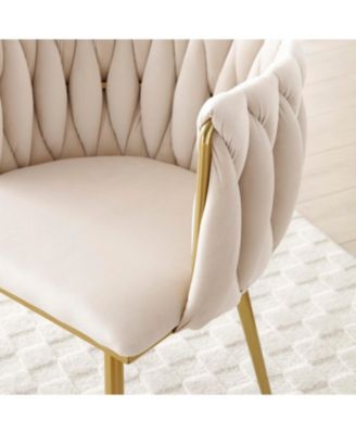 Velvet Dining Chairs Set of 2 Golden Metal Legs