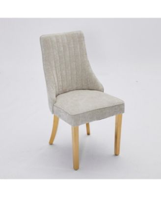 Chenille Dining Chairs Set of 2 (Beige)