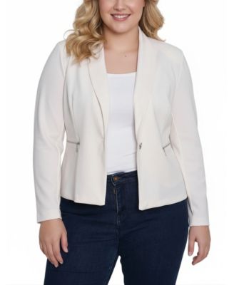 Plus Size Long Sleeve Crepe Blazer