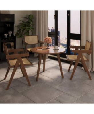 Mid Century Rattan Dining Chairs - Set of 2 Brown