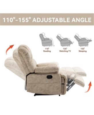 Large Manual Recliner Chair in Fabric for Living Room