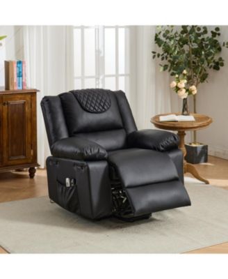 Black PU Remote-Controlled Heating and Massage Assistive Recliner for SeniorsI