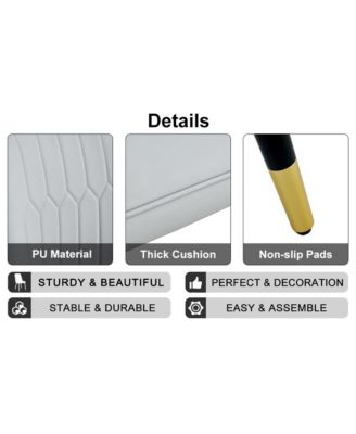 PU Dining/Living Room Chairs, Metal Legs, 2-Piece Set