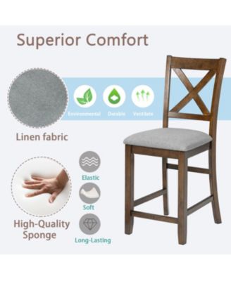 Counter Height Chairs (Set of 4), Padded Seat, Walnut