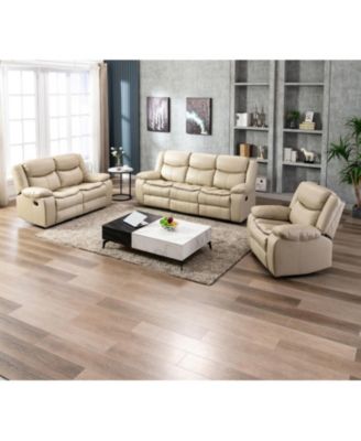 Breathable Leather Manual Reclining recliner chair for living room, Cream