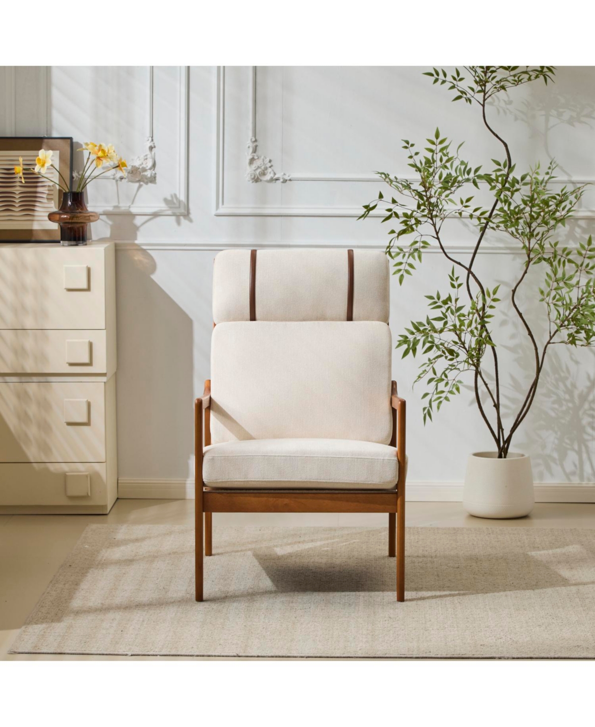 Streamdale Mid Century Modern Beige Accent Chair