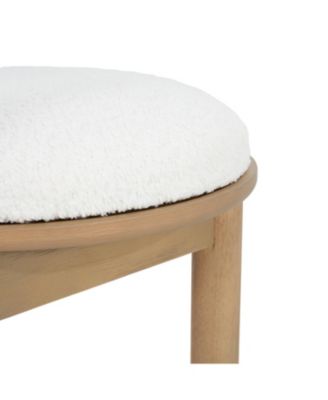 Polyester Beige Fabric Dining Chair with wooden frame (Set of 2)-Natural