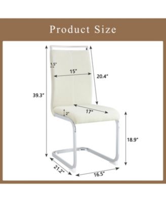  Luxury Dining Chairs, White Fabric & Silver Legs, Set of 2