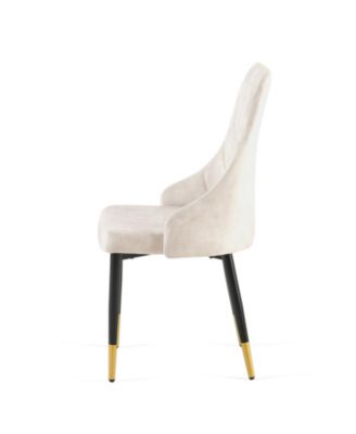 Beige Dining Chairs Set of 2 Living Room Chair Modern Kitchen Armless Side Chair