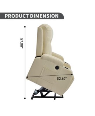 Streamdale Beige Power Lift Recliner w/ Massage, Heat, USB & Cup Holders