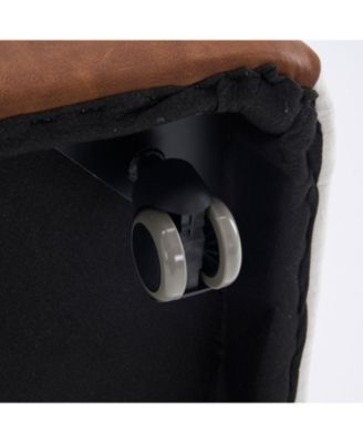 Linen Upholstered Armless Dining Chair with Casters,IVORY