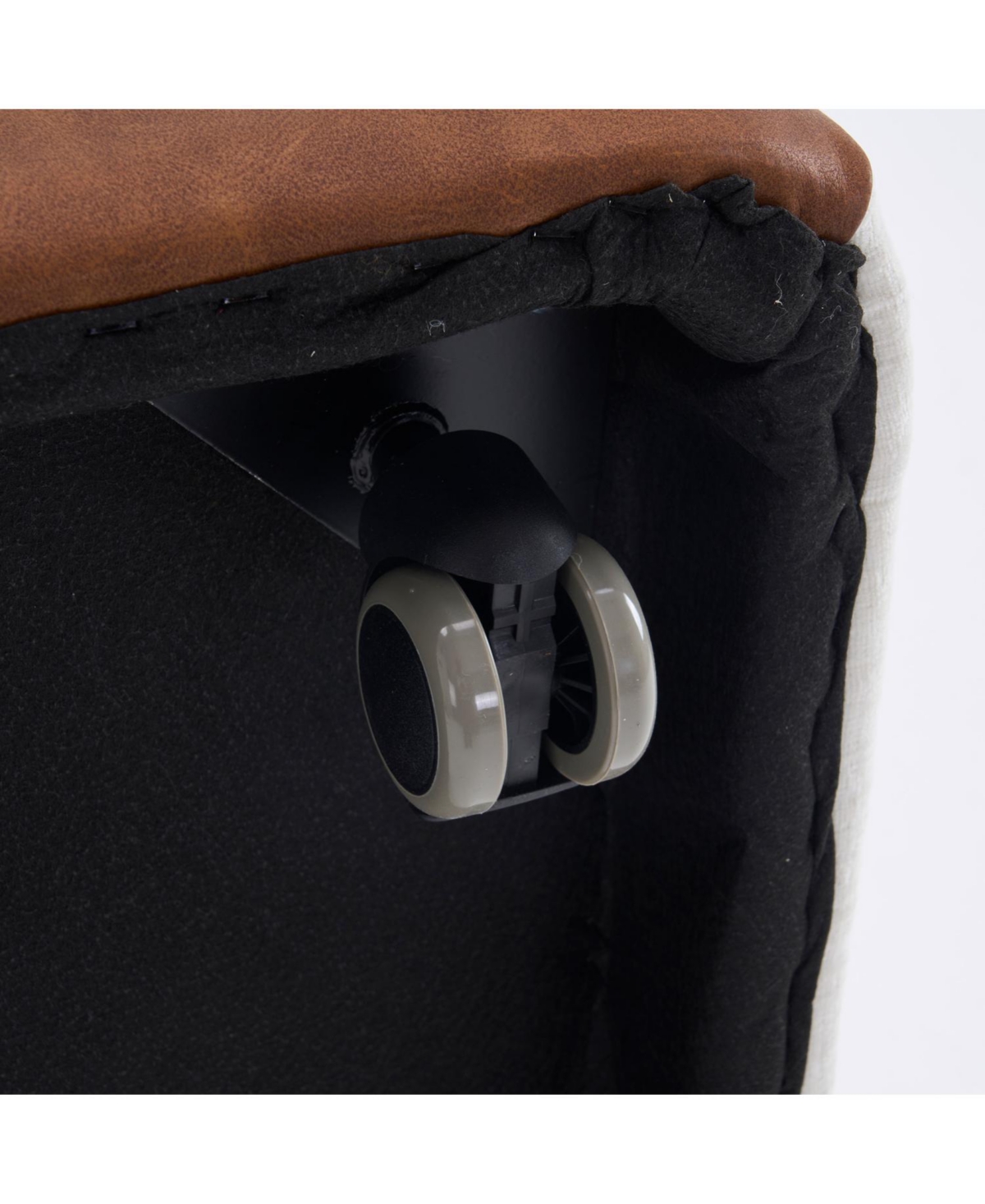 Streamdale Furniture Linen Upholstered Armless Dining Chair with Casters,Ivory